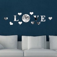 DIY Modern 3D Wall Clock Art Cyrstal Mirror Living Room Home Salon Decoration   372123081062